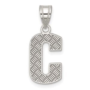Sterling Silver, Sami Collection, Textured Block Initial C Pendant